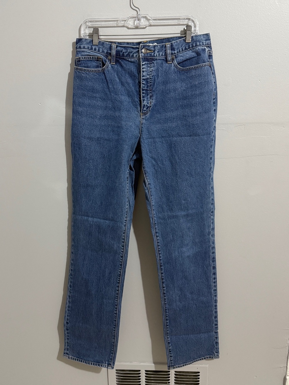 Lands End Jeans Womens 12 High Rise Straight Leg Denim Classic Fit Butter Mom